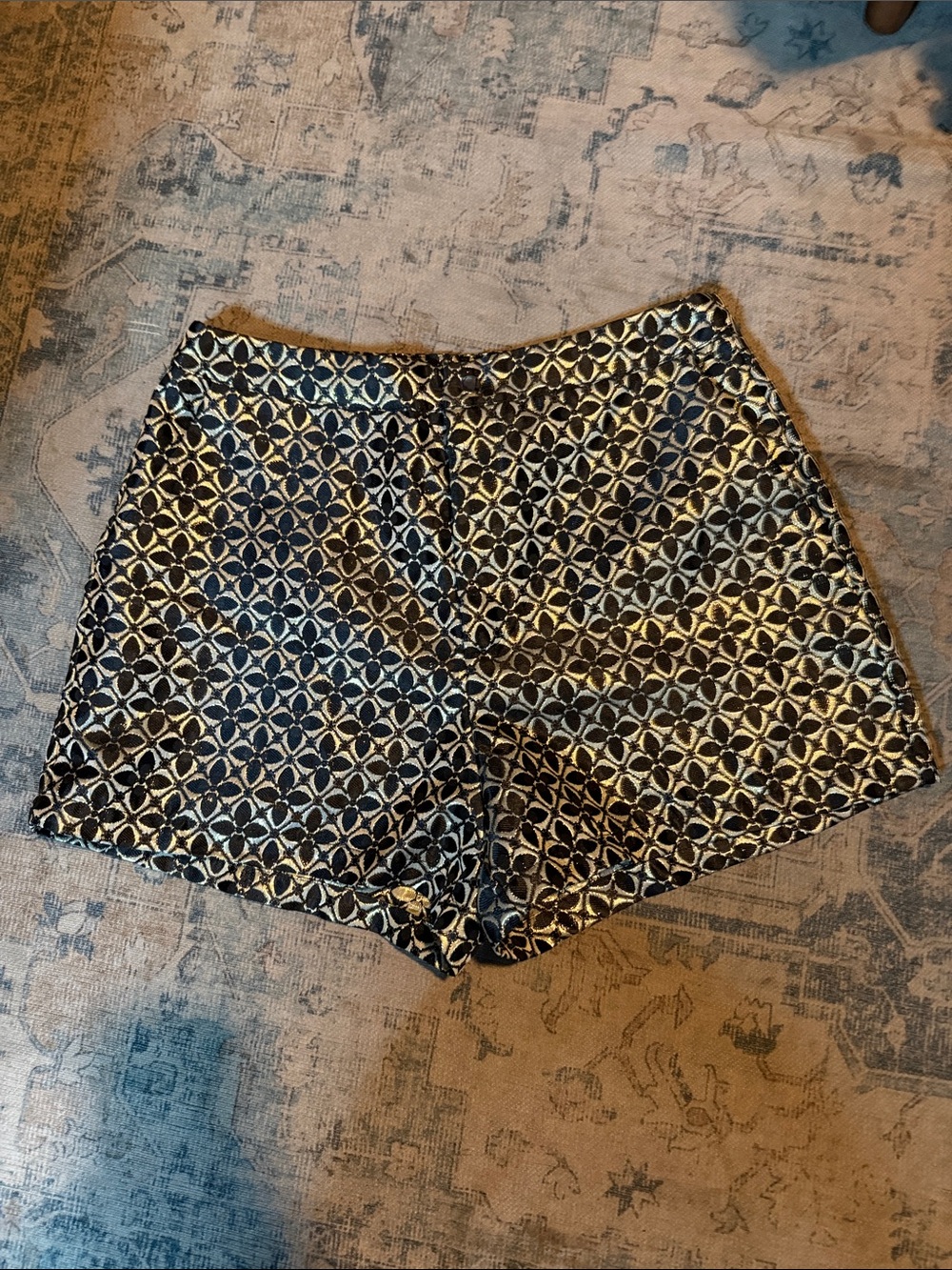 NWOT SHEIN Black and Gold Jacquard High Waist Shorts